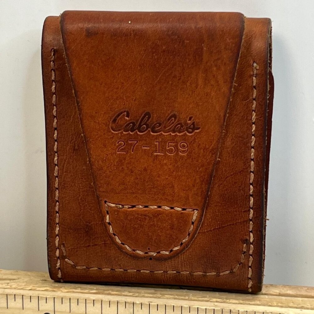 Vintage Cabelas 27 159 Leather Ammo Cartridge Belt Pouch Brown Hunting Gear Case - Picture 2 of 6